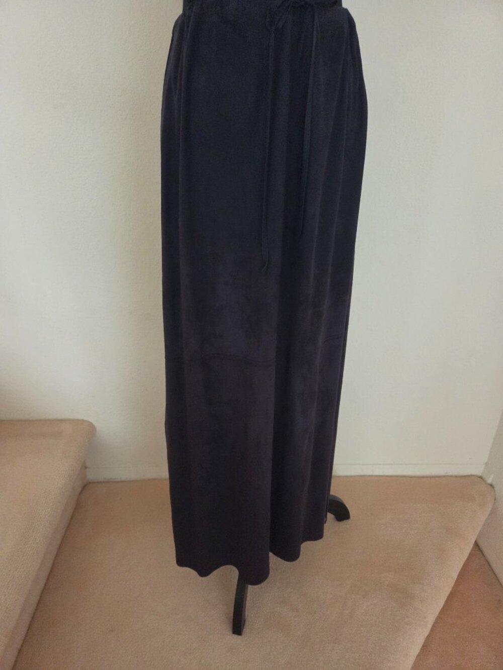 Vintage Faux Suede Long Black Skirt  with Side Slits from J Jill